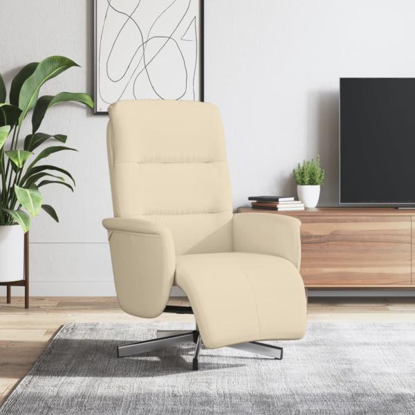 ARDEBO.de - Relaxsessel mit Fußhocker Creme Stoff