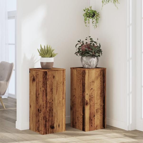 ARDEBO.de - Pflanzenständer 2 Stk. Altholz-Optik 30x30x70 cm Holzwerkstoff