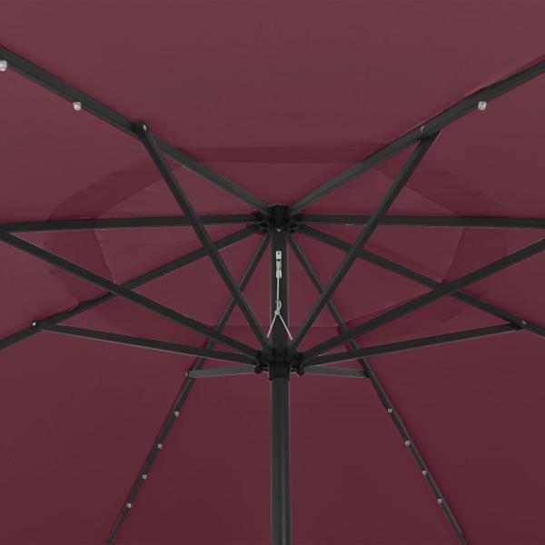 Sonnenschirm mit LED-Beleuchtung 400 cm Bordeaux