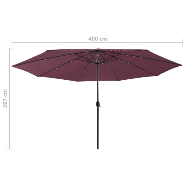 Sonnenschirm mit LED-Beleuchtung 400 cm Bordeaux