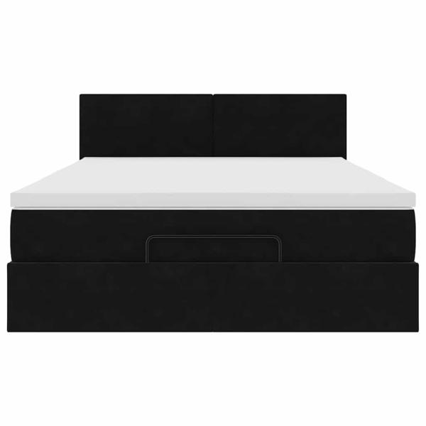 Ottoman-Bett mit Matratze & LEDs Schwarz 140x200 cm Samt