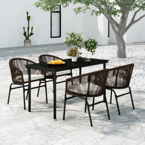 ARDEBO.de - 5-tlg. Garten-Essgruppe Braun
