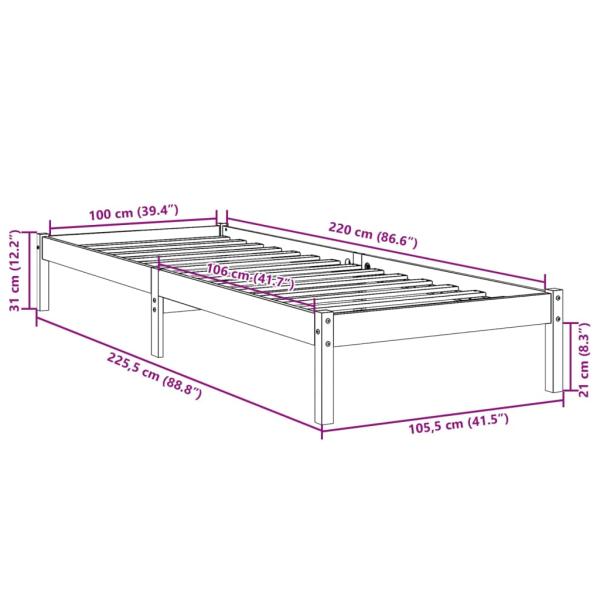 Massivholzbett Extra Lang ohne Matratze 100x220 cm Kiefernholz