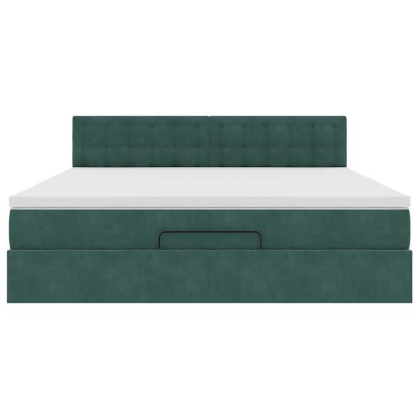 Ottoman-Bett mit Matratze Dunkelgrün 160x200 cm Samt