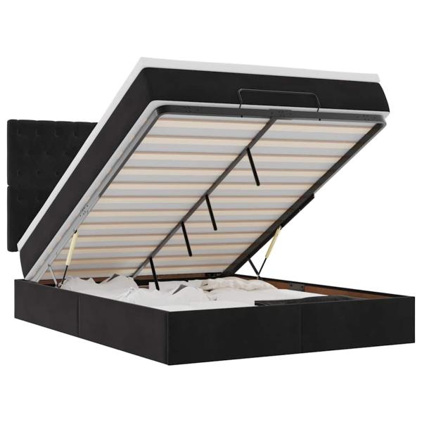 Ottoman-Bett mit Matratzen & LEDs Schwarz 140x200 cm Samt