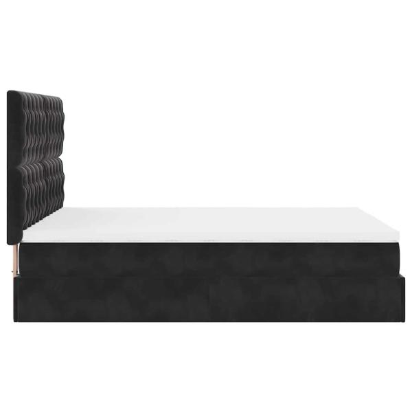 Ottoman-Bett mit Matratzen & LEDs Schwarz 140x200 cm Samt