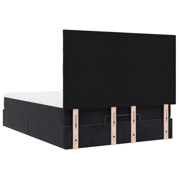 Ottoman-Bett mit Matratzen & LEDs Schwarz 140x200 cm Samt