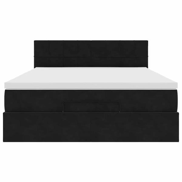 Ottoman-Bett mit Matratze & LEDs Schwarz 140x200 cm Samt