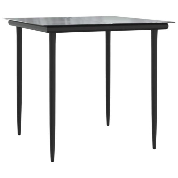 5-tlg. Garten-Essgruppe mit Kissen Schwarz Poly Rattan