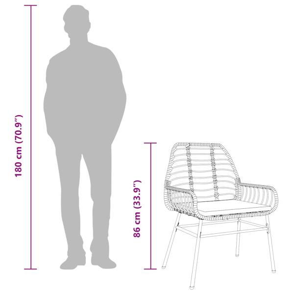 7-tlg. Garten-Essgruppe mit Kissen Schwarz Poly Rattan Glas