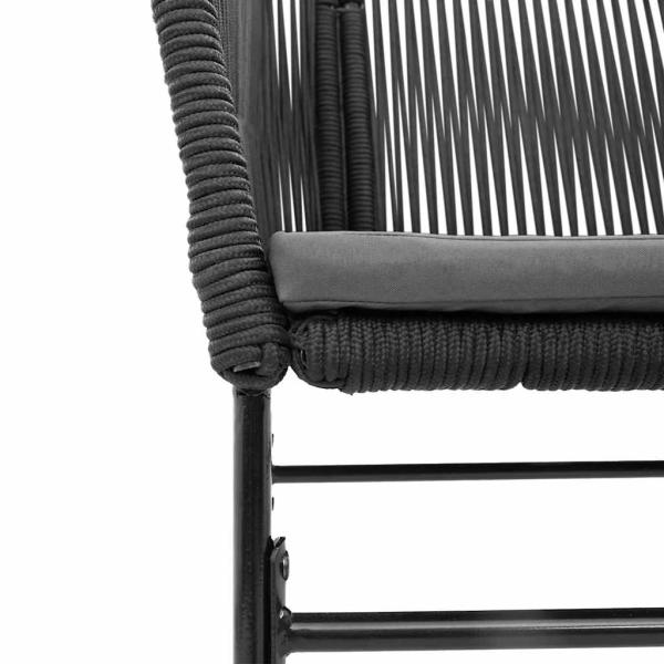 9-tlg. Garten-Essgruppe mit Kissen Schwarz Poly Rattan Glas