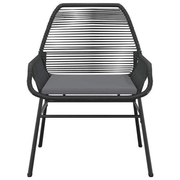 5-tlg. Garten-Essgruppe mit Kissen Schwarz Poly Rattan Glas