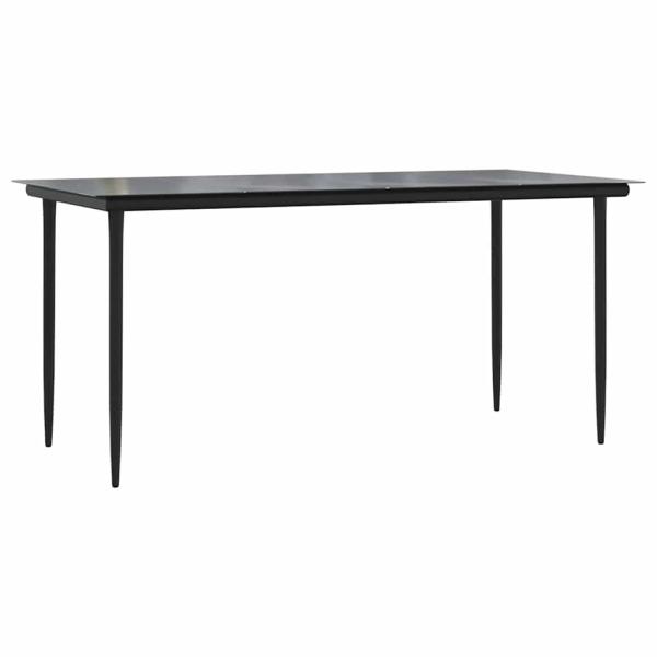 5-tlg. Garten-Essgruppe mit Kissen Schwarz Poly Rattan Glas