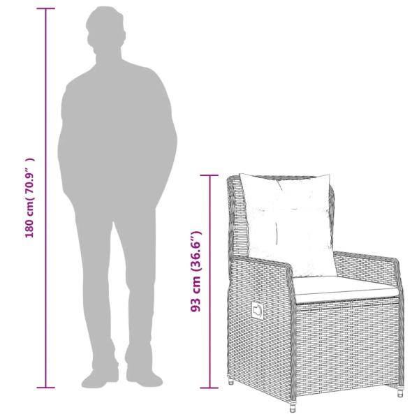 5-tlg. Garten-Essgruppe mit Kissen Braun Poly Rattan