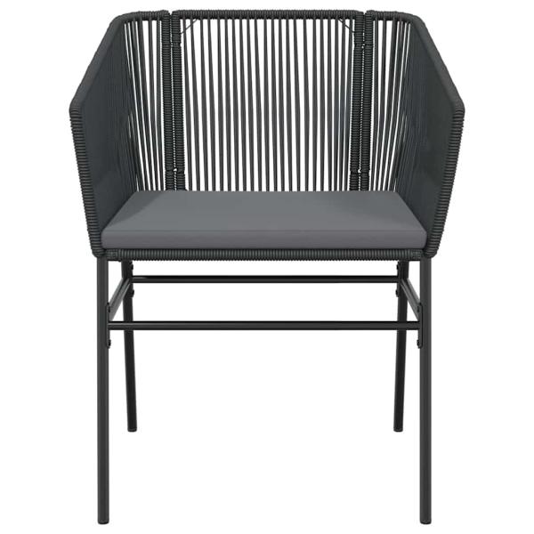 7-tlg. Garten-Essgruppe mit Kissen Schwarz Poly Rattan Glas