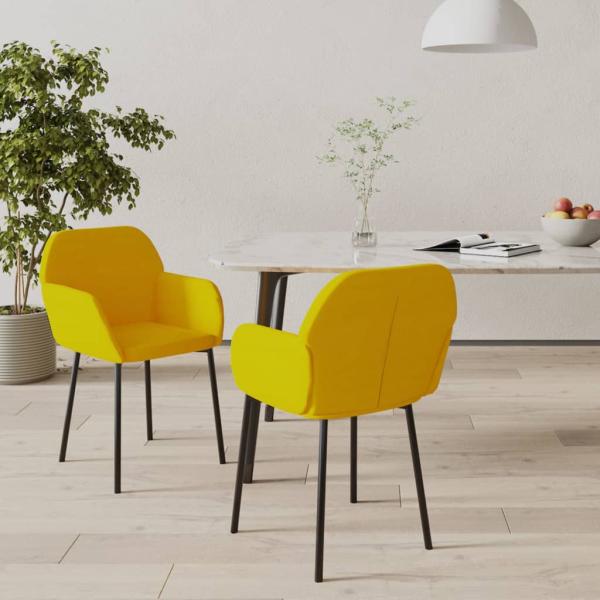ARDEBO.de - Esszimmerstühle 2 Stk. Gelb Samt