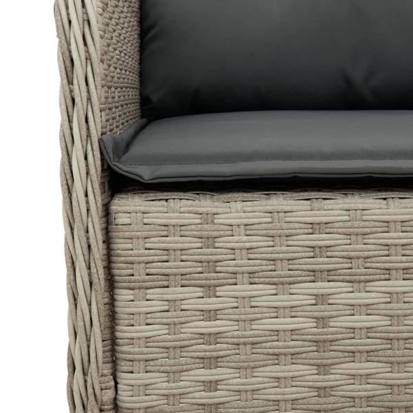 ARDEBO.de - 5-tlg. Garten-Essgruppe mit Kissen Hellgrau Poly Rattan