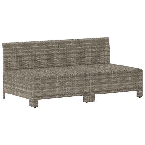 Gartensofa 2-Sitzer mit Kissen Grau Poly Rattan