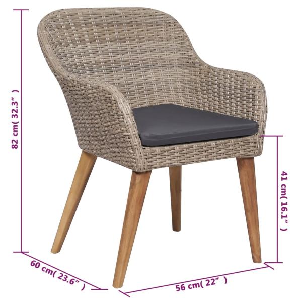 9-tlg. Garten-Essgruppe Poly Rattan Braun