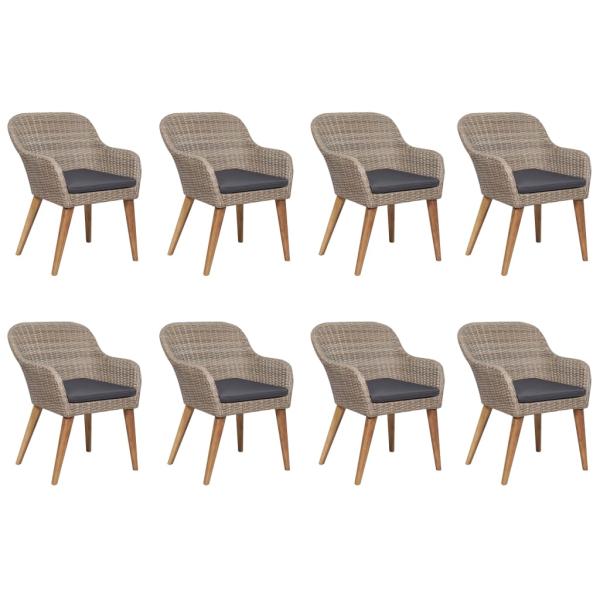 9-tlg. Garten-Essgruppe Poly Rattan Braun