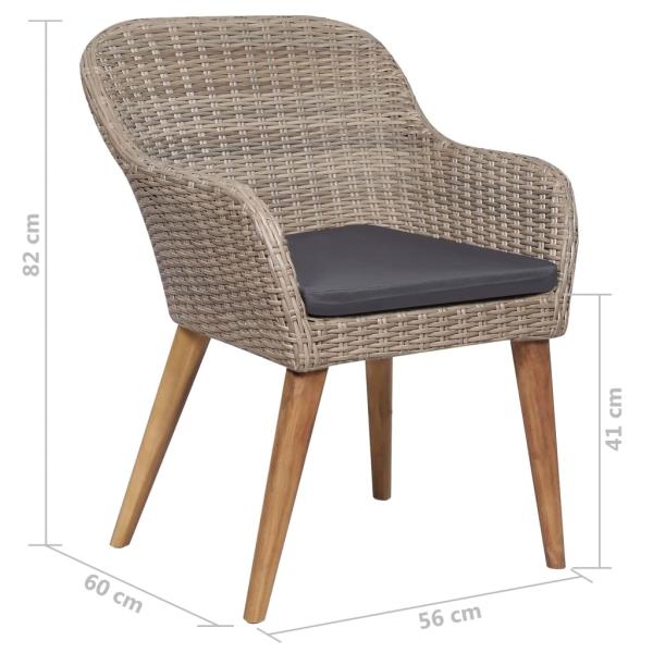 9-tlg. Garten-Essgruppe Poly Rattan Braun