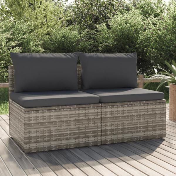 ARDEBO.de - Gartensofa 2-Sitzer mit Kissen Grau Poly Rattan