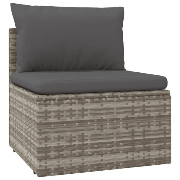 4-tlg. Garten-Lounge-Set mit Kissen Grau Poly Rattan