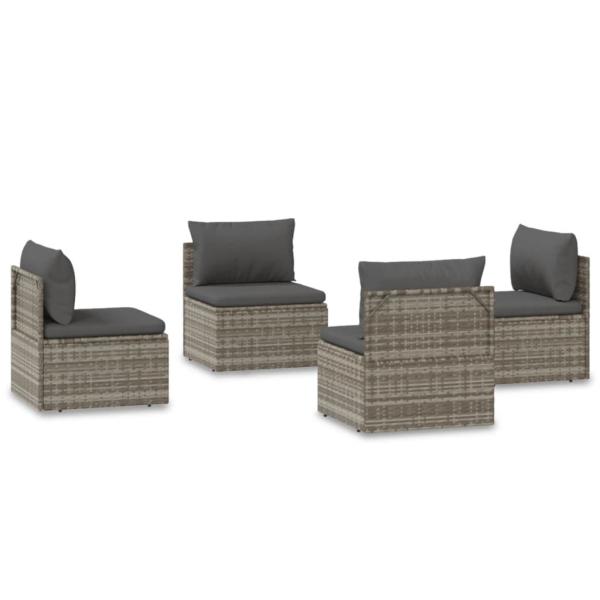 Garten-Mittelsofas 4 Stk. Grau 57x57x56 cm Poly Rattan