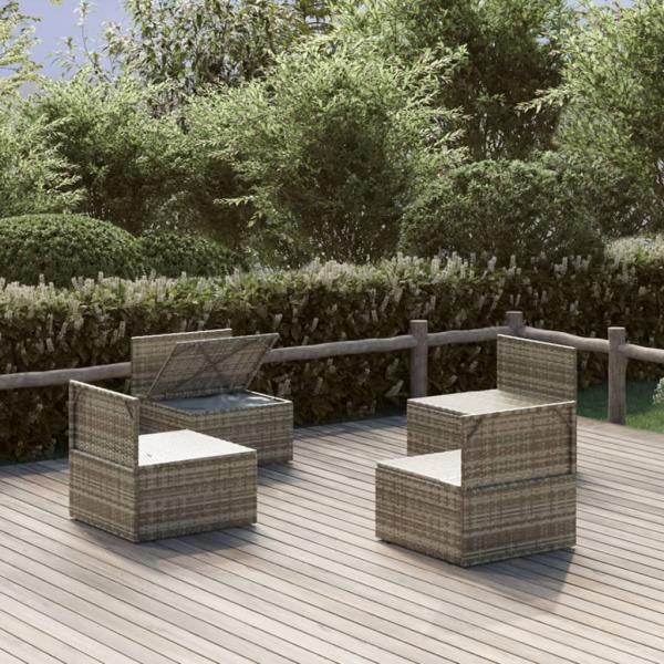 Garten-Mittelsofas 4 Stk. Grau 57x57x56 cm Poly Rattan