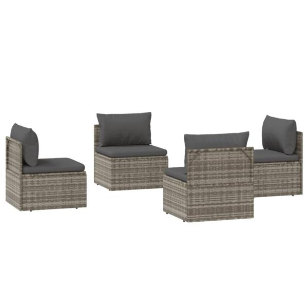 Garten-Mittelsofas 4 Stk. Grau 57x57x56 cm Poly Rattan