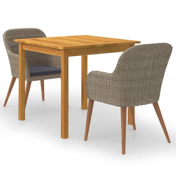 ARDEBO.de - 3-tlg. Garten-Essgruppe Braun