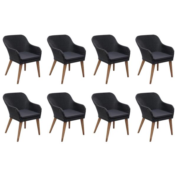 9-tlg. Garten-Essgruppe Poly Rattan Schwarz