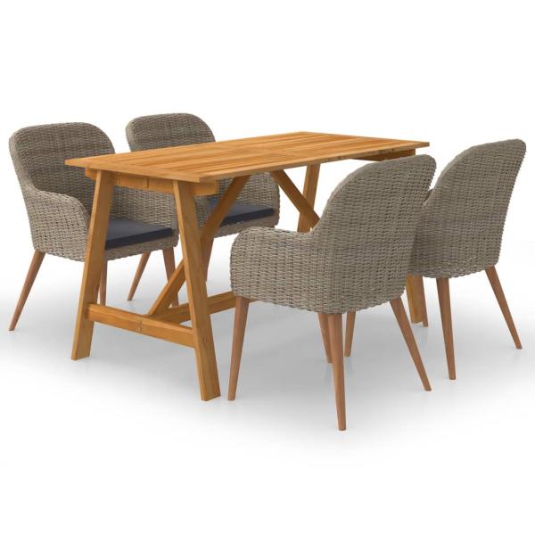 ARDEBO.de - 5-tlg. Garten-Essgruppe Braun