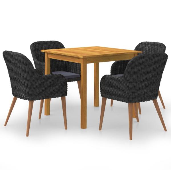 ARDEBO.de - 5-tlg. Garten-Essgruppe Schwarz