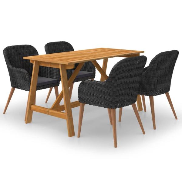 ARDEBO.de - 5-tlg. Garten-Essgruppe Schwarz