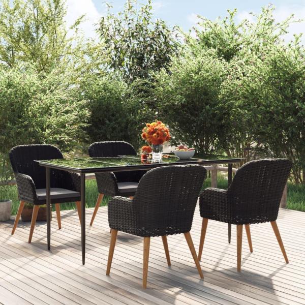 ARDEBO.de - 5-tlg. Garten-Essgruppe mit Kissen Schwarz