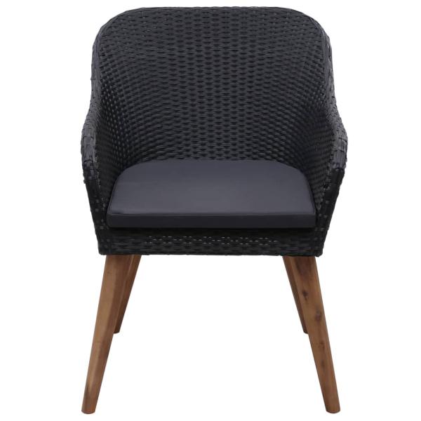 7-tlg. Garten-Essgruppe Poly Rattan Schwarz
