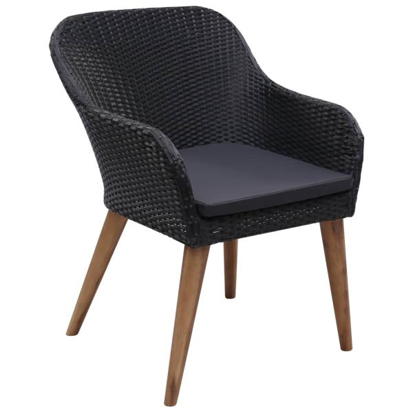7-tlg. Garten-Essgruppe Poly Rattan Schwarz