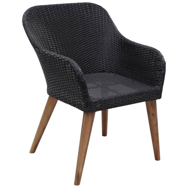 7-tlg. Garten-Essgruppe Poly Rattan Schwarz