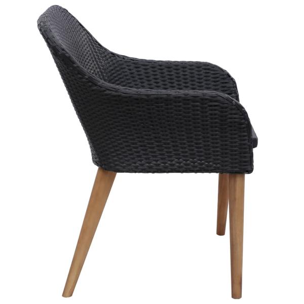 7-tlg. Garten-Essgruppe Poly Rattan Schwarz