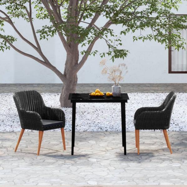 ARDEBO.de - 3-tlg. Garten-Essgruppe mit Kissen Schwarz