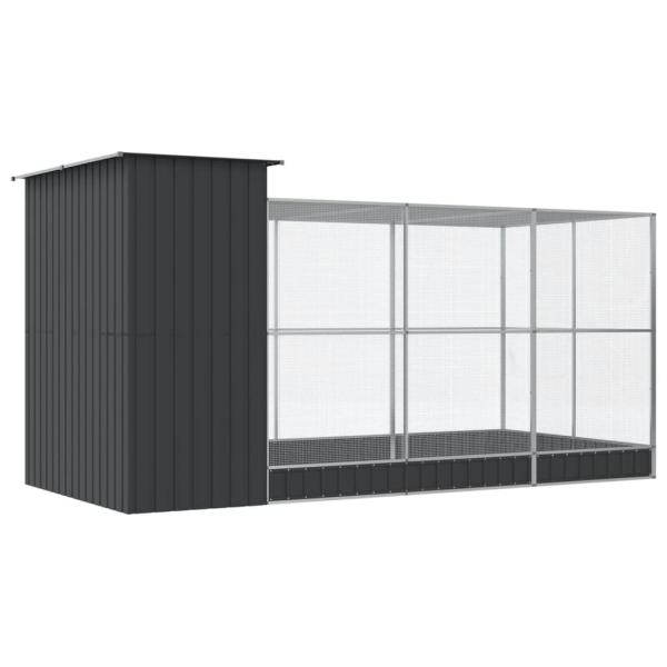 Voliere mit Erweiterung Silbern 416x203x216 cm Stahl