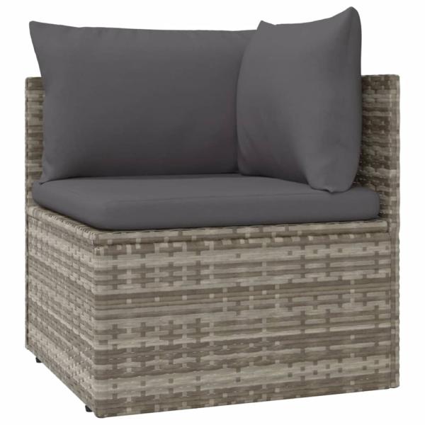 6-tlg. Garten-Lounge-Set mit Kissen Grau Poly Rattan