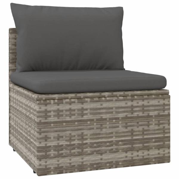 6-tlg. Garten-Lounge-Set mit Kissen Grau Poly Rattan