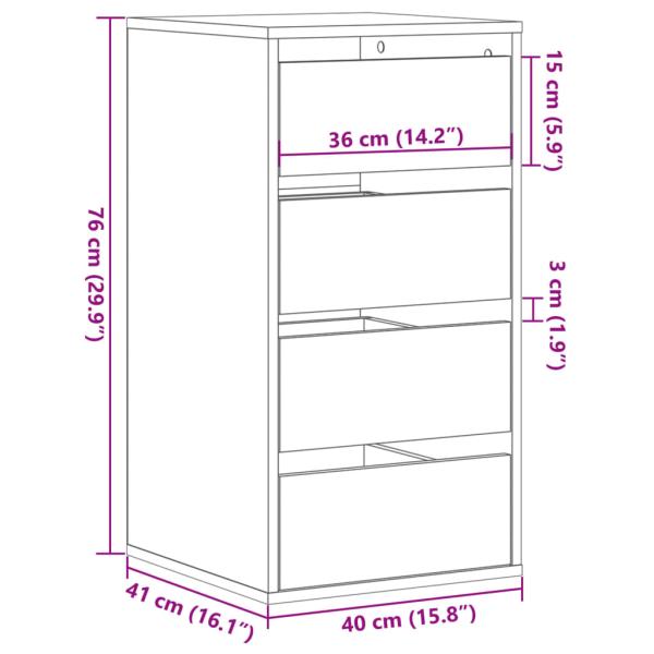 Kommode Schwarz 40x41x76 cm Holzwerkstoff