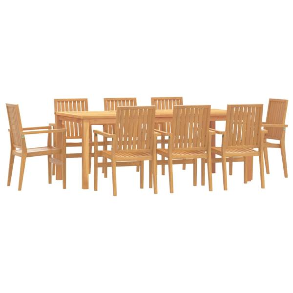 9-tlg. Garten-Essgruppe Massivholz Teak