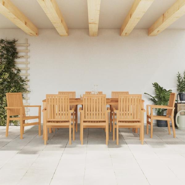 ARDEBO.de - Gartenstühle 8 Stk. Stapelbar 56,5x57,5x91 cm Massivholz Teak