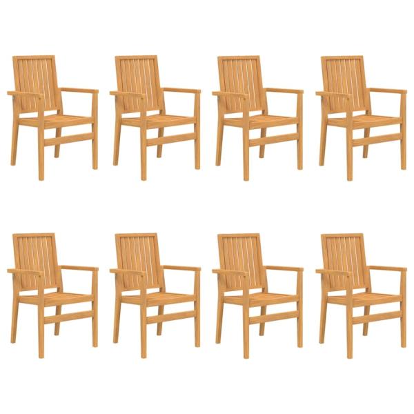 Gartenstühle 8 Stk. Stapelbar 56,5x57,5x91 cm Massivholz Teak