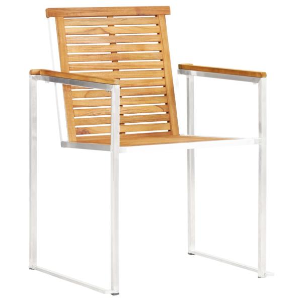 Gartenstühle 2 Stk. Massivholz Teak und Edelstahl