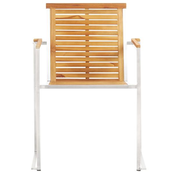 Gartenstühle 2 Stk. Massivholz Teak und Edelstahl